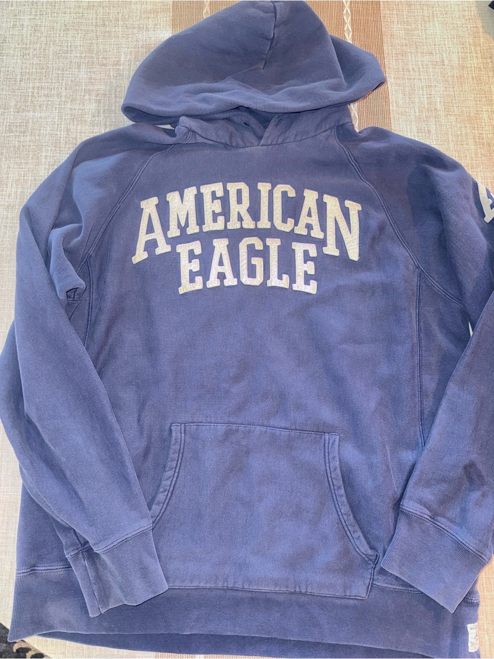 American Eagle Outfitters Navy Blue Hooded Pullover Sweatshirt